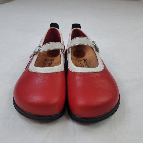 Footprints By Birkenstock Leather Mary Jane Red/White Shoes Size 37(7) - Picture 1 of 10